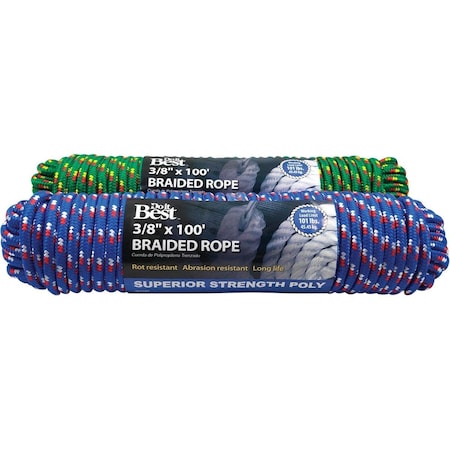 All-Source 3/8 In. x 100 Ft. Assorted Colors Double Braided Polypropylene Packaged Rope 767107